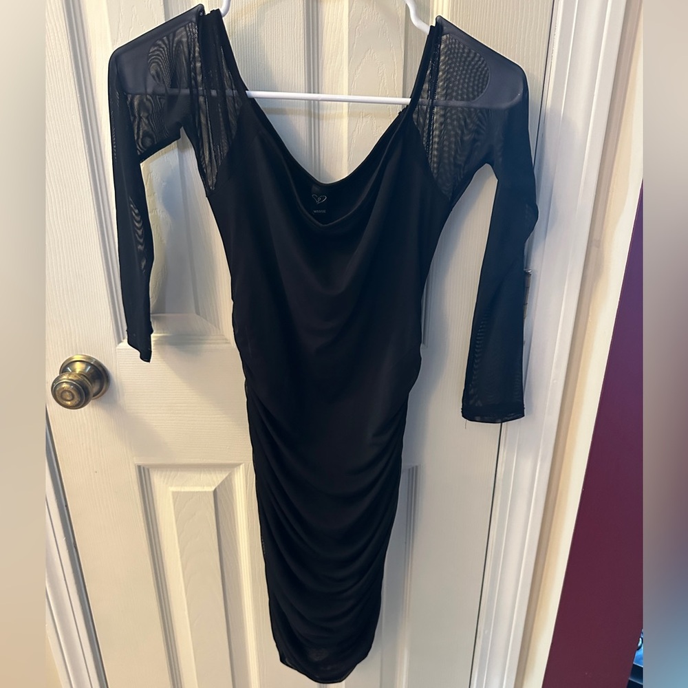 Windsor Black Long Sleeve Mesh Dress